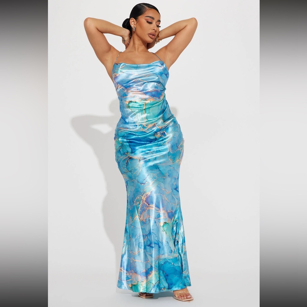 COPY - Blue maxi satin dress